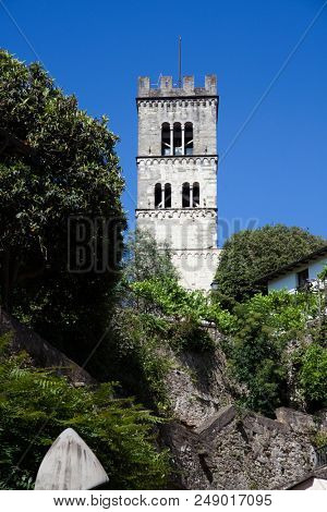 View of the 10th century Romanesque Cathedral in Barga in the province of Lucca Italy