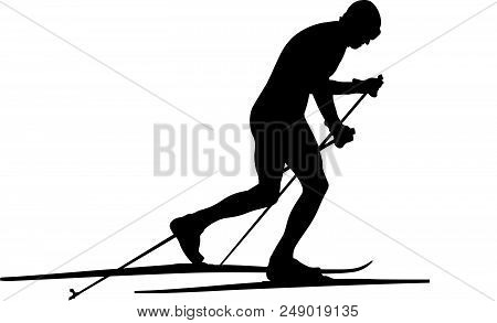Cross Country Skiing Racing Athlete Skier Black Silhouette