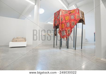 Bayburt, Turkey - June 20, 2018: Exhibition hall of extraordinary Baksi Museum rising in Bayraktar village, where only 480 people living in 80 houses. 