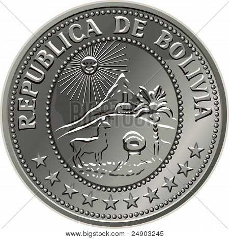 Vecor Boliviano soldi moneta d'argento Centavo cinquanta
