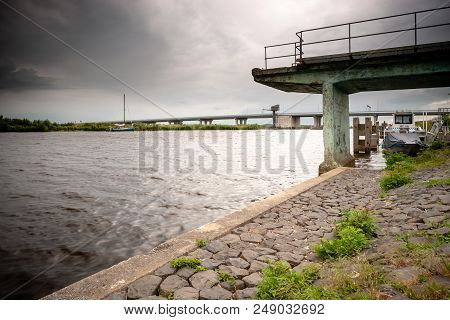 View Over The Delta Area Of The River Ijssel At The Height Of The Ramspol Bridge Between Kampen And 