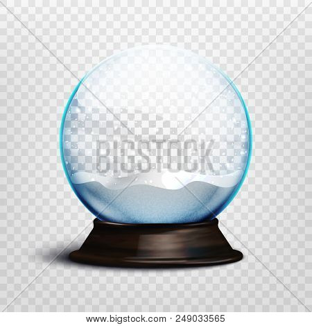 Stock Vector Illustration Realistic Empty Christmas Snow Globe Isolated On A Transparent Background.