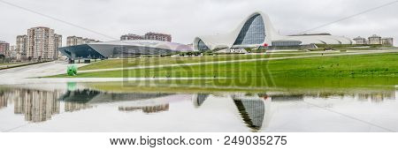 Baku, Azerbaijan - January 01, 2018: Abstract fragment of Modern building in a futuristic style