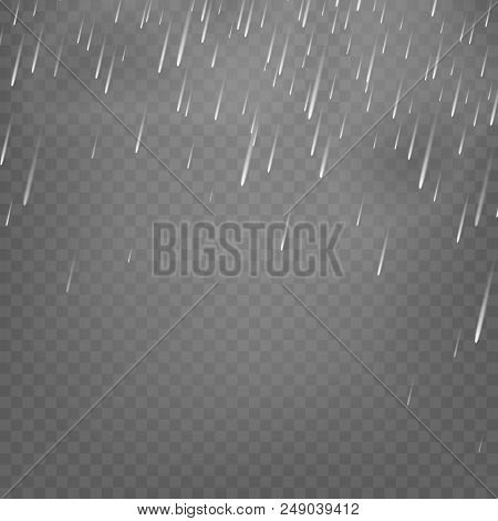 Stock Vector Illustration Rain Isolated On Transparent Background. Shower Weather. Monsoon. Eps10