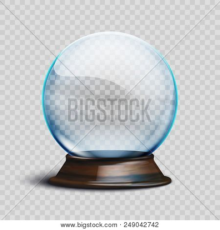 Stock Vector Illustration Realistic Empty Christmas Snow Globe Isolated On A Transparent Background.