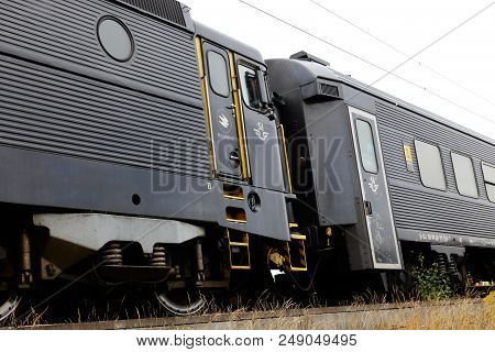 Arboga, Sweden - July 9, 2018: Partial View Of The Swedish State Railway, Sj, Locomotive Class Rc6 I