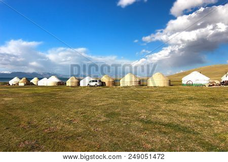 The Ger Camp In A Large Meadow At Ulaanbaatar , Mongolia