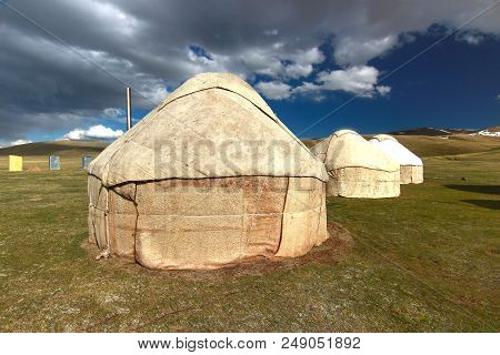 The Ger Camp In A Large Meadow At Ulaanbaatar , Mongolia