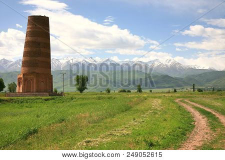 The Burana Tower In The Chuy Valley At Northern  Of The Country's Capital Bishkek,