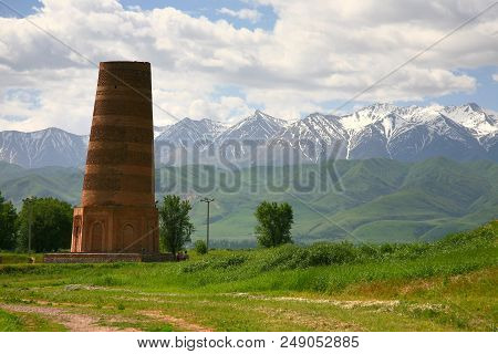 The Burana Tower In The Chuy Valley At Northern  Of The Country's Capital Bishkek,