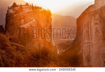 Monastery Of The Holy Trinity On Cliff. Greek Destinations. The Meteora Monasteries, Greece Kalambak