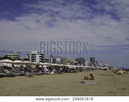 8 July 2018-jesolo-italy-the Beautiful Beach Of Jesolo In Veneto