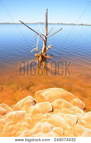 Copper Red Polluted Lake Mine In Gossan Cobre Huelva Spain