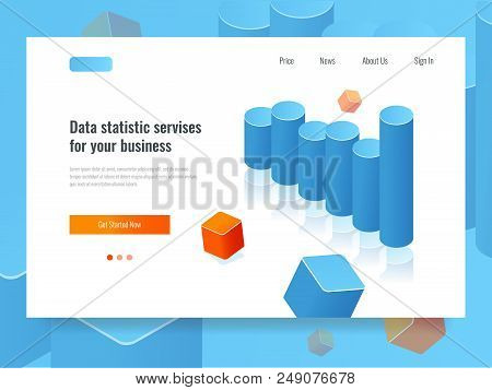 Bar Chart Banner, Statistic And Planning Concept, Business Analytics Isometric Vector Illustration