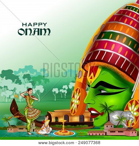 Easy To Edit Vector Illustration Of Happy Onam Holiday For South India Festival Background