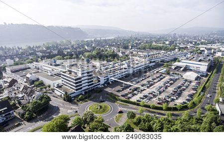 Koblenz, Germany 09.07.2017: Aerial View Of The Stabilus Headquarter And Factory In Koblenz. You Can