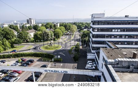 Koblenz, Germany 09.07.2017: Aerial View Of The Stabilus Headquarter And Factory In Koblenz. You Can