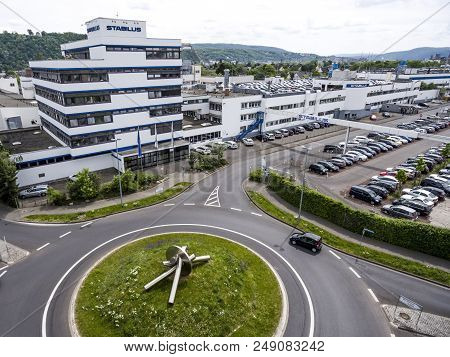 Koblenz, Germany 09.07.2017: Aerial View Of The Stabilus Headquarter And Factory In Koblenz. You Can