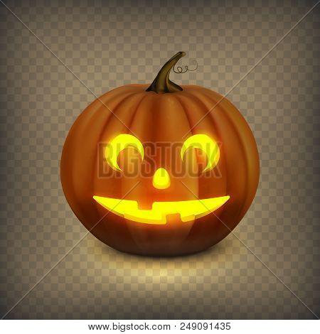 Stock Vector Illustration Halloween Pumpkin Isolated On A Transparent Background. Jack O Lantern. Ep