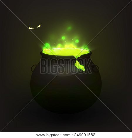 Stock Vector Illustration Witches Cauldron Isolated On A Transparent Background. Brewed Potion, Deco