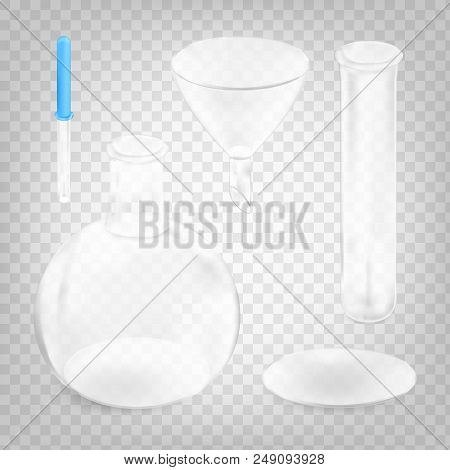 Stock Vector Illustration Chemical Instruments Set Isolated On A Transparent Background. Chemical Fl