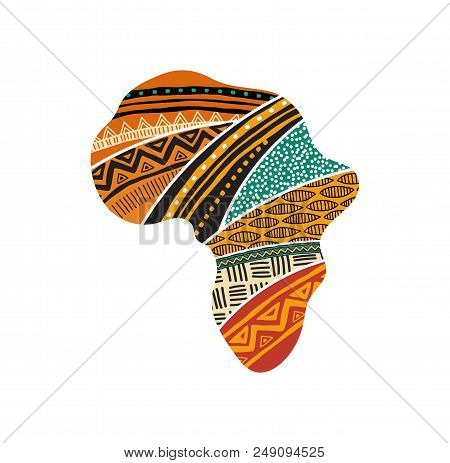 African Map Silhouette With A Traditional Pattern. Concept Design