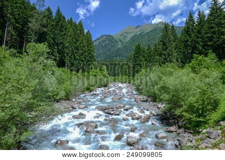 River Flowing In The Adamello Brenta Natural Park