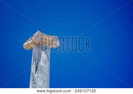 Ancient Ruins In The Island Of Delos In Cyclades, One Of The Most Important Mythological, Historical