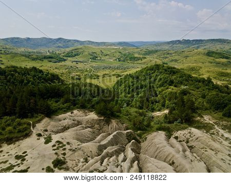 Berca Mud Volcano From Drone Aerial Romania Europe