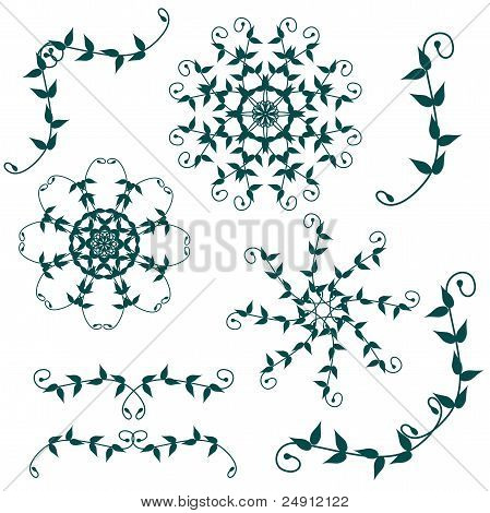 set with leaf ornaments