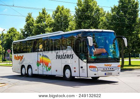 Dresden, Germany - July 20, 2014: Touristic Coach Bus Setra S416gt-hd In The City Street.