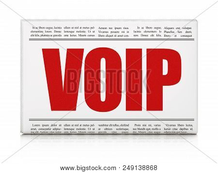 Web Design Concept: Newspaper Headline Voip On White Background, 3d Rendering