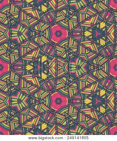 Vector Seamless Ethnic Pattern With Axial Symmetry. Can Be Used For Fabric, Textile, Packaging Paper