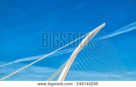 Dublin, Ireland, March 2018, Close Up On The Samuel Beckett Bridge