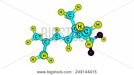 Chrysanthemic Acid Molecular Structure Isolated On White