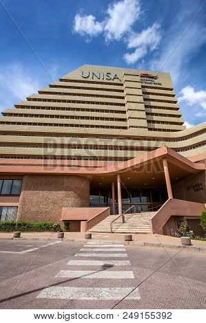 Pretoria, South Africa - December 5, 2016 - Front Entrance Of University Building.