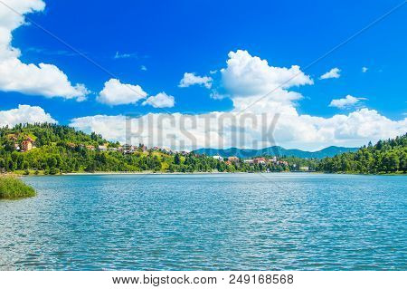 Panorama Of Beautiful Town Of Fuzine On Lake Bajer, Gorski Kotar, Croatia