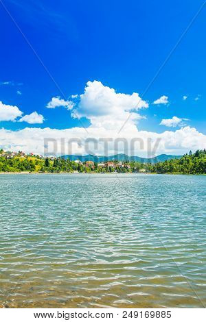 Panorama Of Beautiful Town Of Fuzine On Lake Bajer, Gorski Kotar, Croatia