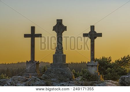 Slavkovsky Les Mountains In Summer Sunny Nice Evening Near Krizky Area