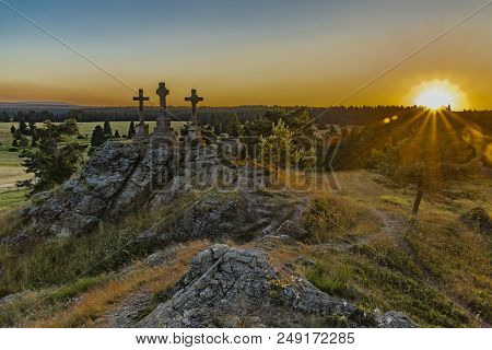 Slavkovsky Les Mountains In Summer Sunny Nice Evening Near Krizky Area