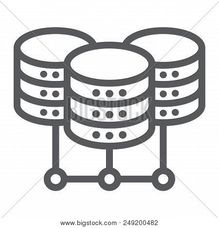 Data Center Line Icon, Data And Analytics, Network Hosting Sign, Vector Graphics, A Linear Pattern O