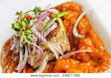 Carapulcra - Peruvian Cuisine Stew Of Pork And Dehydrated Potatoes, With Peanuts