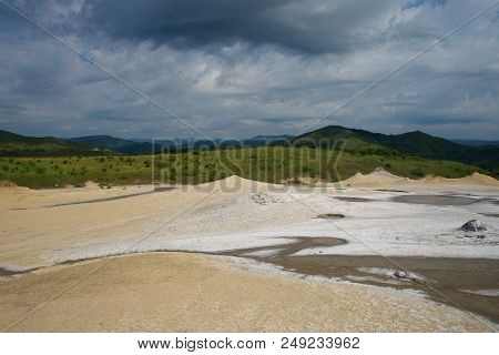 Berca Mud Volcano From Drone Aerial Romania Europe