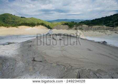 Berca Mud Volcano From Drone Aerial Romania Europe