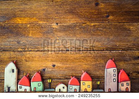 Little Toy, Painted Wooden Houses
