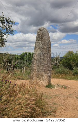 Menhir Of Almendres In Evora District.  Alentejo. Portugal