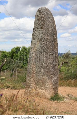 Menhir Of Almendres In Evora District.  Alentejo. Portugal