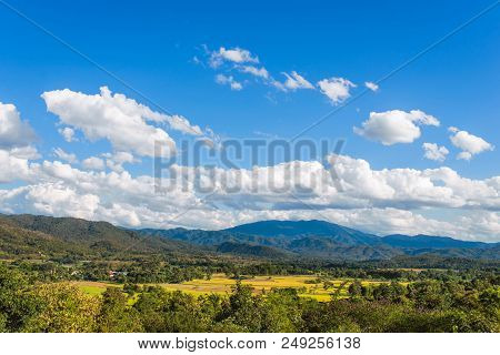 Valley In The Countryside On A Clear Blue Day.