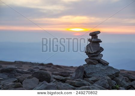 Close-up Abstract Image Of Rough Natural Brown Uneven Different Sizes And Forms Mountain Stones Bala