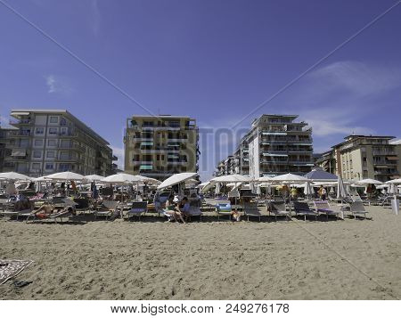 8 July 2018-jesolo-italy-the Beautiful Beach Of Jesolo In Veneto